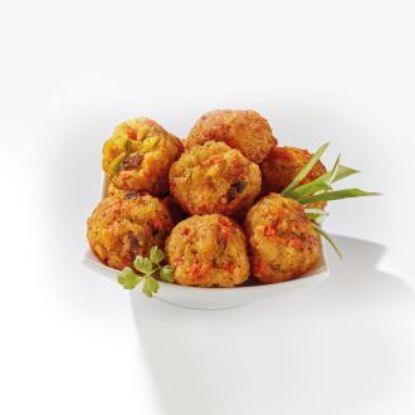 Bild von Gemüse-Reis-Bällchen ca.25g,vegan mit der Beschreibung Mit asiatischer Gemüsemischung & pikanten Gewürzen, laktose-& glutenfrei