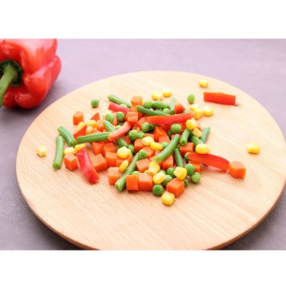 Bild von Balkan Gemüsemischung mit der Beschreibung Möhren, Bohnen, Mais, Erbsen, Paprika