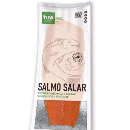 Bild von Buffet-Räucherlachs TIFA Quality mit der Beschreibung 1kg Seiten, vorgeschnitten, ohne Haut