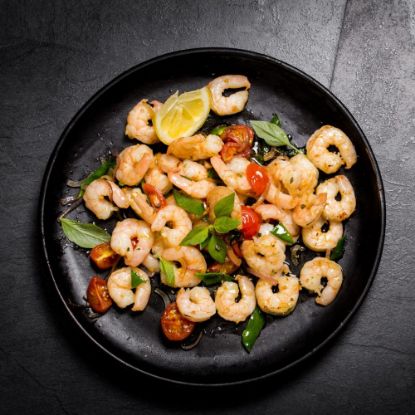 Bild von Black Tiger Riesengarnelen 16/20 mit der Beschreibung roh,geschält,ohne Kopf, einzeln entnehmbar