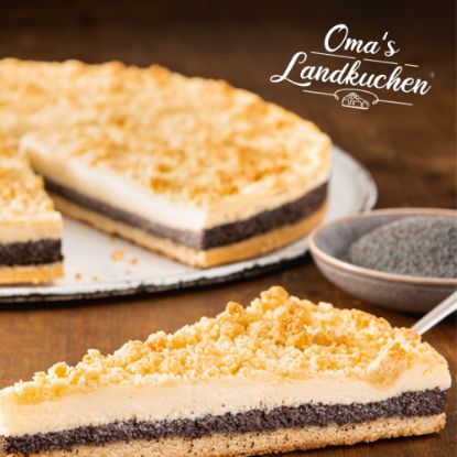 Bild von Oma´s Landkuchen Mohn-Streusel mit der Beschreibung Ø38 cm / 3.500g / geviertelt