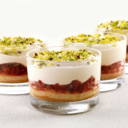 Bild von Coppa Mascarpone e Lamponi, 90g mit der Beschreibung Leckere Mascaponecreme mit Himbeeren im wiederverwendbaren Glas