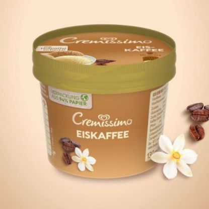 Bild von Cremissimo Becher Eiskaffee mit der Beschreibung Cremissimo to go Kaffeeeis und Vanilleeis