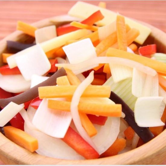 Bild von Asia Gemüsemischnung mit der Beschreibung Bohnenkeimlinge,Porree,Karotten, Paprika,Zwiebeln,Bambus,Mu-Err-Pilze