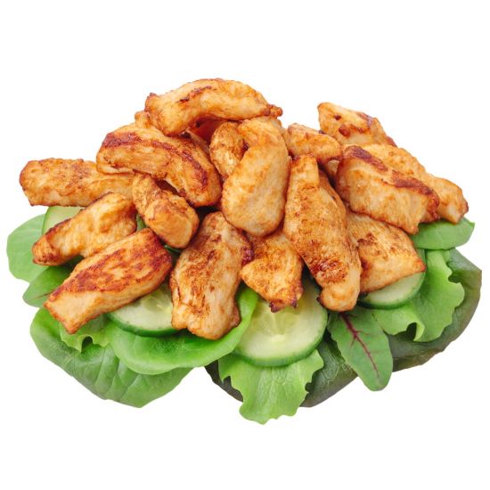 Bild von APOLLO Hähnchenbrustfiletstreifen, gebraten mit der Beschreibung Hähnchenbrust ohne Innenfilet von Hand in Streifen geschnitten & rundrum gebraten.