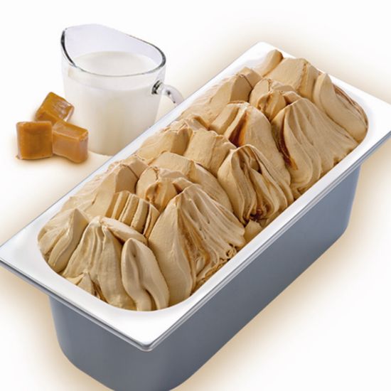 Bild von CDO Gelateria Milchkaramell mit der Beschreibung cremiges Karamelleis mit Karamelsauce, ohne deklarationspflichtige Zusatzstoffe