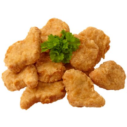 Bild von Hähnchennuggets im Backteig, gegart mit der Beschreibung Saftig zartes Hähnchenbrustfilet,geformt, gewürzt & von goldgelbem Backteig umhüllt.
