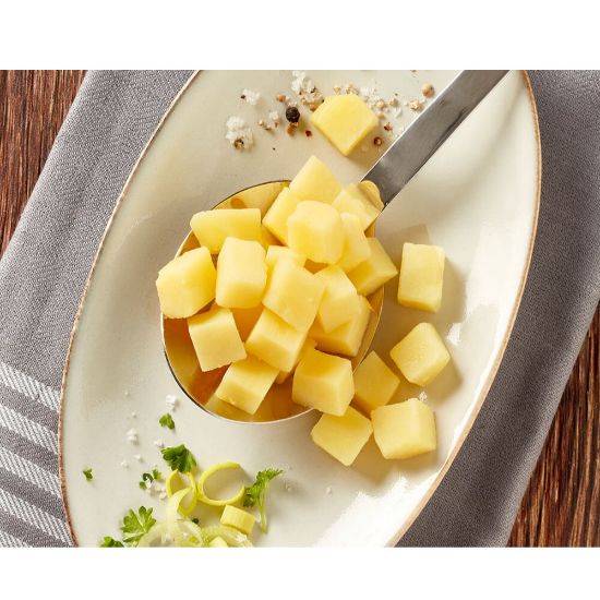Bild von Frische Kartoffelwürfel 15x15 mm, CLEAN LABEL mit der Beschreibung Gegart & fix einsetzbar z.B.  für Suppen und Eintöpfe.