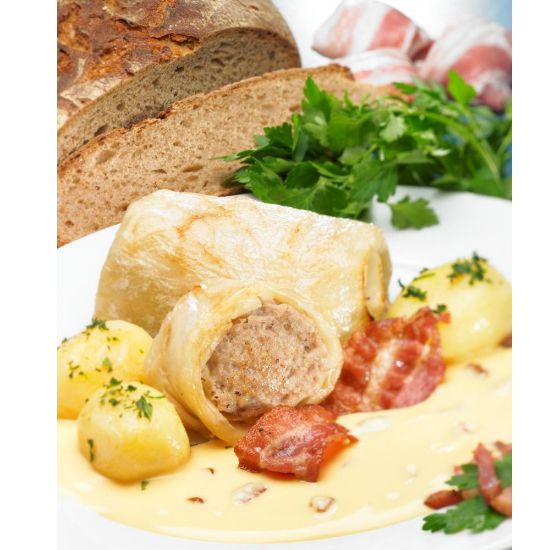 Bild von Kohlrouladen 350g mit 150g Hackfüllung vom Schwein mit der Beschreibung Knackige Weißkohlblätter umhüllen eine lecker-würzige Schweinehackfüllung.Wie selbst gemacht.