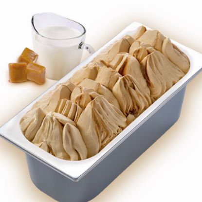 Bild von CDO Gelateria Milchkaramell mit der Beschreibung cremiges Karamelleis mit Karamelsauce, ohne deklarationspflichtige Zusatzstoffe