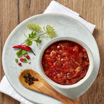 Bild von Zigeuner-Sauce Extra Qualität mit der Beschreibung Sehr lecker zu Schnitzel, Fleischspießen, Wurst oder anderen Gerichten.