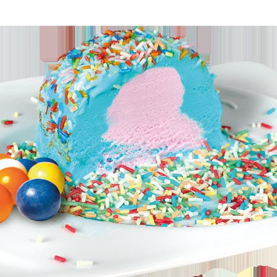 Bild von Tartufo Bambino 150 ml mit der Beschreibung Eiskrem mit Kaugummigeschmack &  bunten Schokostreuseln garniert
