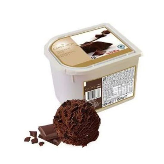 Bild von Dunkle Schokolade mit der Beschreibung Fein herbe Schokoladeneiscreme.