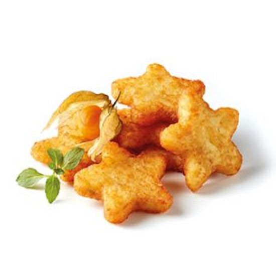 Bild von Rösti-Sterne 31g, vorgebacken mit der Beschreibung Aus frischen, grob geraspelten Qualitätskartoffeln mit feinen Gewürzen