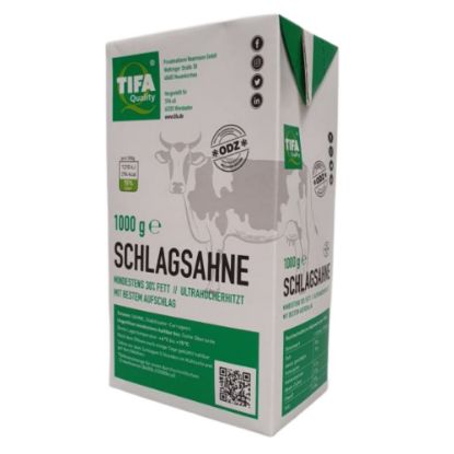 Bild von H-Sahne 30% Tifa Quality mit der Beschreibung Schlagsahne ohne deklarierungspflichtige  Zusatzstoffe