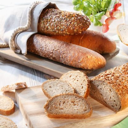Bild von Gastro-Brot Mischbox, 4-fach sortiert mit der Beschreibung Mischbrote 500g/Stk.-  verschiedene Sorten, vorgebacken
