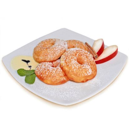 Bild von PAN Apfelküchl, ca.40g/St mit der Beschreibung Fertig gebacken, nur auftauen. Tip: Mit Staubzucker,Vanillesauce oder 1 Kugel Eis anrichten..lecker.