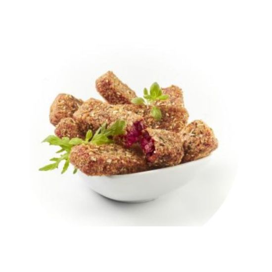 Bild von Rote-Bete-Sticks ca.40g,vorgebacken mit der Beschreibung Rote Bete in einer groben Kürbiskern-Panade