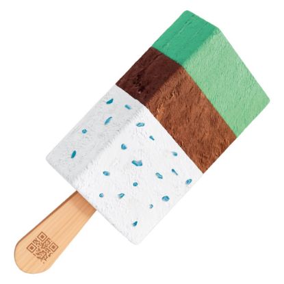 Bild von Minecraft mit der Beschreibung grünes Vanilleeis, Schokoladeneis, Vanilleeis mit blauen Knusper-Kügelchen