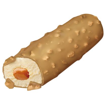 Bild von Magnum Riegel Billionaire mit der Beschreibung Cremeiges Eis mit Keksgeschmack durchzogen von einem Kern aus Karamellsauce.