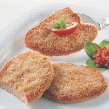 Bild von Jägerschnitte paniert 100g mit der Beschreibung Traditionelles Jägerschnitzel knusprig paniert & gebraten.