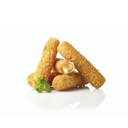 Bild von Breaded Mozzarella Sticks mit der Beschreibung Panierte Mozzarellasticks mit knuspriger Panade.Vorgebacken & vegetarisch
