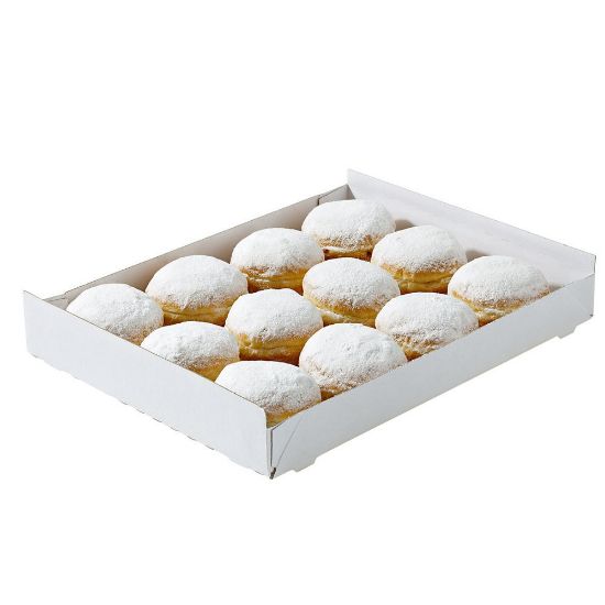 Bild von SG-Berliner mit Himbeer-Johannisbeerfüllung 65g mit der Beschreibung Fertig gebacken & mit Puderzucker bestäubt.