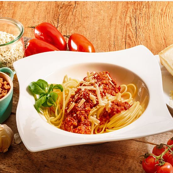 Bild von Rindfleisch - Bolognese mit der Beschreibung Bolognese-Zubereitung mit 40% Rind-15% Gerstenflocken