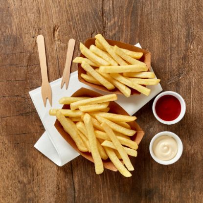 Bild von TIFA Pommes Normalschnitt 9,6mm mit der Beschreibung Extra-Qualität in reinem Pflanzenfett vorgebacken