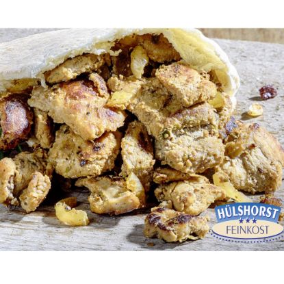 Bild von Geschnezeltes nach Gyros-Art, gebraten mit der Beschreibung Schweine-Geschnetzeltes nach Gyros-Art mariniert, ohne Fett gebraten.