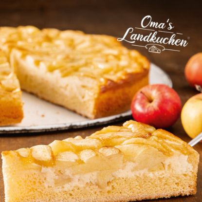 Bild von Oma´s Landkuchen Apfel-Griesspudding mit der Beschreibung Ø38 cm / 3.150g / geviertelt