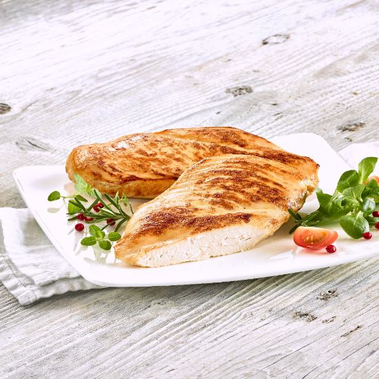 Bild von Hähnchenbrustfilet natur 160g mit der Beschreibung Zartes, saftiges Hähnchenbrustfilet mit 8%Flüssigwürzung.