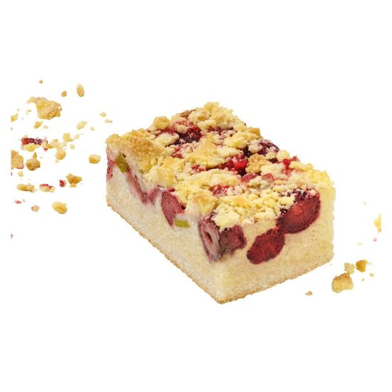 Bild von Rhabarber-Erdbeer-Butterstreusel-Schnitte mit der Beschreibung 28x38cm, 2400g in 20 Stk. vorgeschnitten