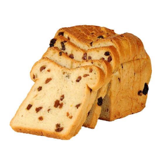 Bild von Rosinenbrot mit der Beschreibung geschnitten