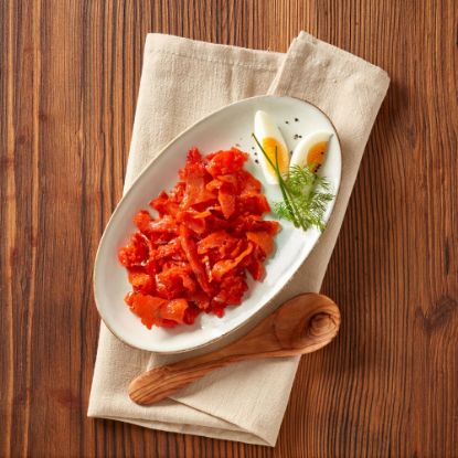 Bild von Alaska-Seelachsschnitzel, grob mit der Beschreibung in Pflanzenöl schmeckt würzig frisch