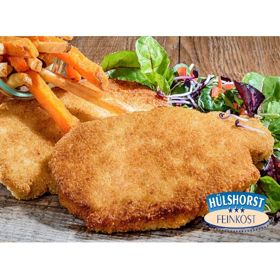 Bild von Schweine-Lachsschnitzel paniert, 200g mit der Beschreibung Aus frischen,saftigen Lachsen geschnitten,flüssig gewürzt & paniert. Natürlich OHNE Zusatzstoffe.