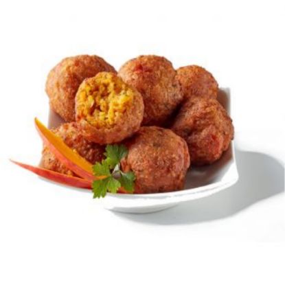 Bild von Kürbis-Falafel ca.25g,vegan mit der Beschreibung Aus Kichererbsenpüree & Kürbiswürfeln,fein gewürzt, vorgebacken, laktose-& glutenfrei
