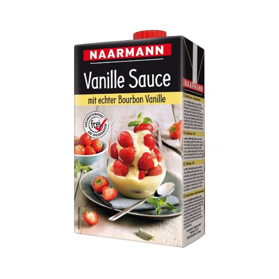 Bild von Vanille-Sauce Naarmann aus Sahne mit der Beschreibung mit echter Bourbon Vanille & Ein-Dreh-Verschluss