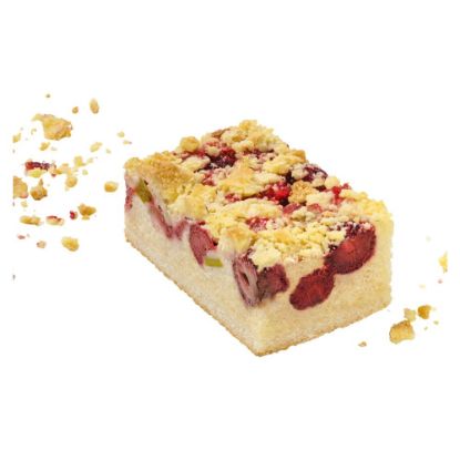 Bild von Rhabarber-Erdbeer-Butterstreusel-Schnitte mit der Beschreibung 28x38cm, 2400g in 20 Stk. vorgeschnitten
