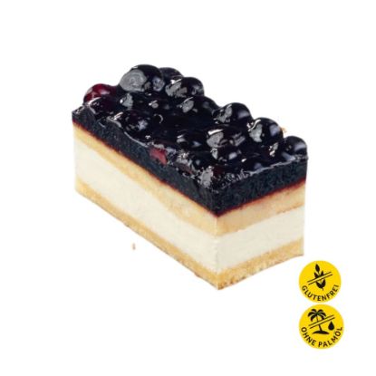 Bild von Heidelbeer-Käse-Sahne-Schnitte gluten+ laktosefrei mit der Beschreibung 19,5x29cm/1950g in 12 Stk. vorgeschnitten
