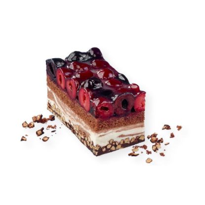 Bild von Kirsch-Schoko-Crisp-Schnitte mit der Beschreibung 19,5x29cm/2100g in 12 Stk. vorgeschnitten