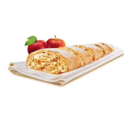Bild von PAN Apfelstrudel Schnitte 160g, fertig gebacken mit der Beschreibung Mit frischen Apfelstücken & Sultaninen, mit Zucker & Zimt abgerundet und in hauchdünnen Teig gehüllt