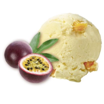 Bild von CDO Maracuja Sorbet VEGAN mit der Beschreibung Passionsfruchtsorbet mit kandierten Mangostücken, ohne deklarationspflichtige Zusatzstoffe