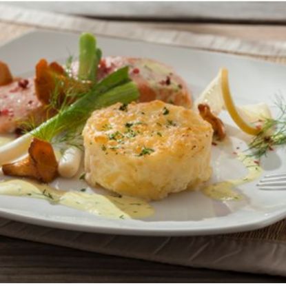 Bild von Gourmet Gratin 120g/Stück mit der Beschreibung aus herzhaften Qualitätskartoffeln, Sauerrahm und Sahne, mit Käse überbacken.