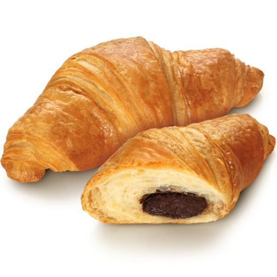 Bild von Butter-Schoko-Croissant 100g mit der Beschreibung Butter-Plunderteig mit Schokofüllung vorgegärt & backfertig.