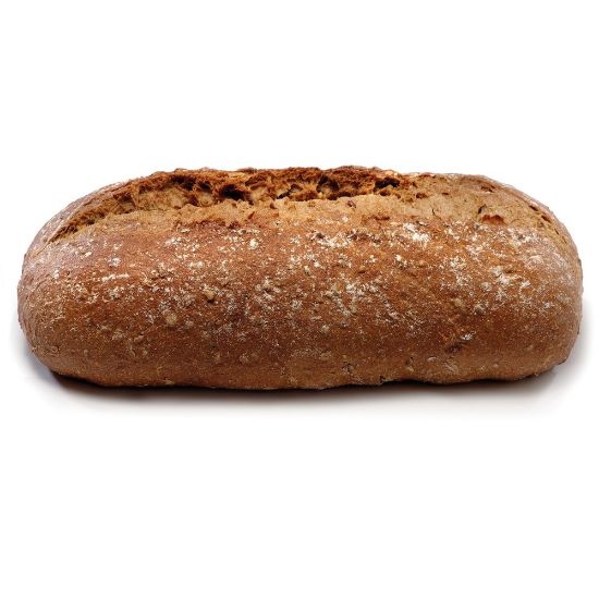 Bild von Bâtard Dunkel 450g, vorgebacken mit der Beschreibung Dunkles Weizenmischbrot mit Sauerteig auf Lavastein gebacken