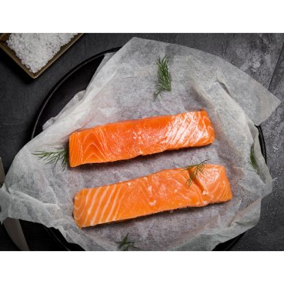 Bild von Norwegerlachsfilet ca.200g/Portionen mit der Beschreibung Portionsfilet ohne Haut, Rotfleischig