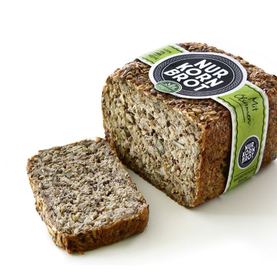 Bild von NurKorn-Brot 500g, vorgebacken mit der Beschreibung KEIN WEIZENMEHL &  KEINE HEFE