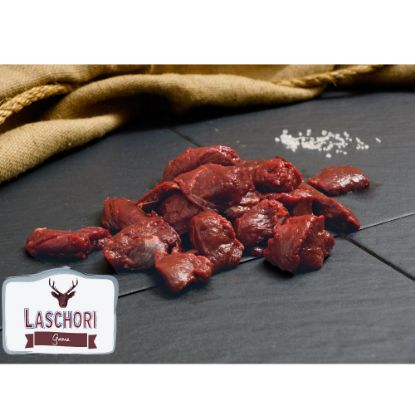 Bild von Hirschedelgulasch "LASCHORI" mit der Beschreibung Blatt o.Wade, Nacken, Keule