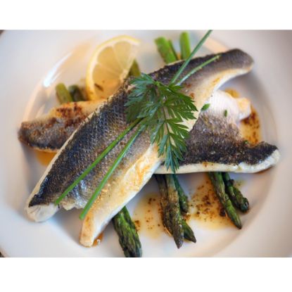 Bild von Wolfsbarschfilet mit Haut , 80-120g mit der Beschreibung 20% Glasur, einzeln entnehmbar